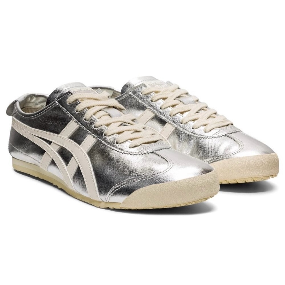 NWT Onitsuka Tiger Mexico 66 Silver Off White Sneakers Size 6